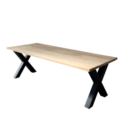 Eettafel massief eiken – X Poten – rechthoekig