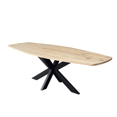 Eettafel massief eiken – spinpoot – deens ovaal