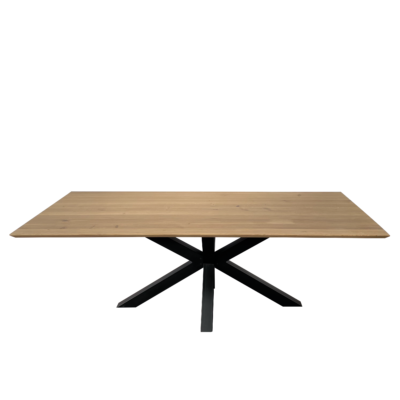 Eettafel massief eiken – spinpoot – rechthoekig verjongde rand – 220 cm