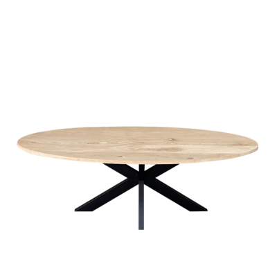 Eettafel massief eiken – spinpoot – ovaal