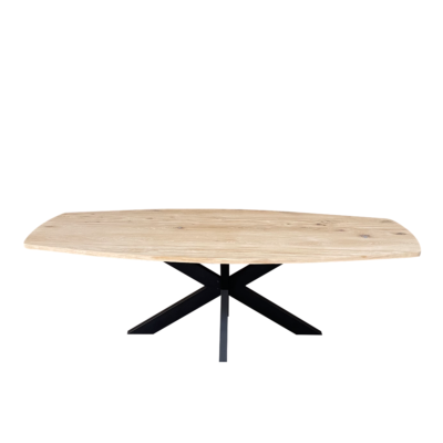 Eettafel massief eiken – spinpoot – deens ovaal