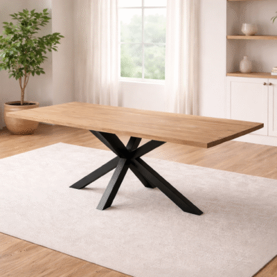 Eettafel massief eiken – spinpoot – rechthoekig