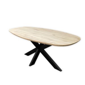 Eettafel massief eiken - spinpoot - deens ovaal - verjongde rand