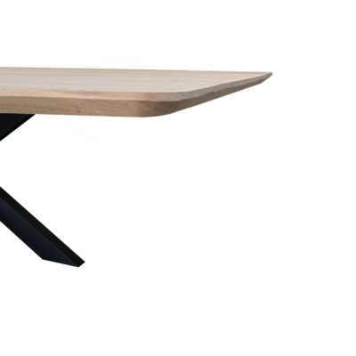 Eettafel massief eiken - spinpoot - rechthoekig afgeronde hoeken - verjongde rand - Afbeelding 5