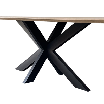 Eettafel massief eiken - spinpoot - rechthoekig afgeronde hoeken - verjongde rand - Afbeelding 4