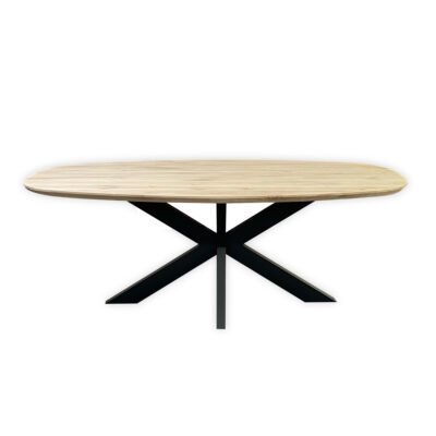 Eettafel massief eiken - spinpoot - deens ovaal - verjongde rand - Afbeelding 2