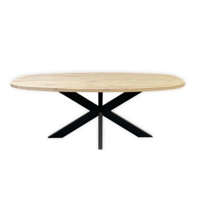 Eettafel massief eiken – spinpoot – deens ovaal
