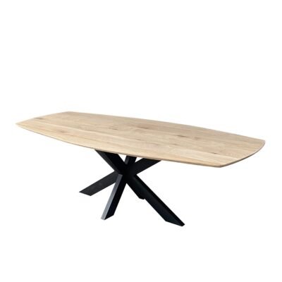 Eettafel massief eiken – spinpoot – deens ovaal – verjongde rand