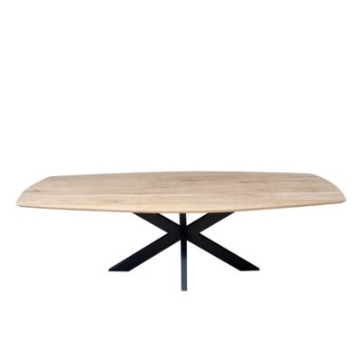 Eettafel massief eiken – spinpoot – deens ovaal – verjongde rand