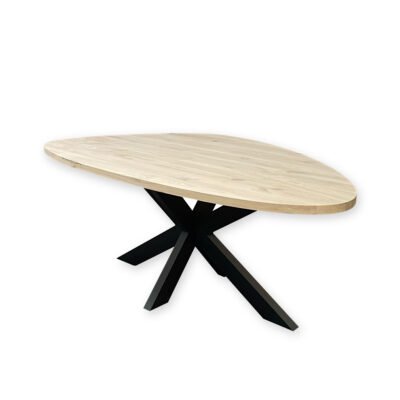 Eettafel massief eiken – spinpoot – kiezel