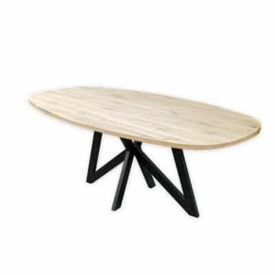 Eettafel massief eiken – vlinder onderstel – deens ovaal