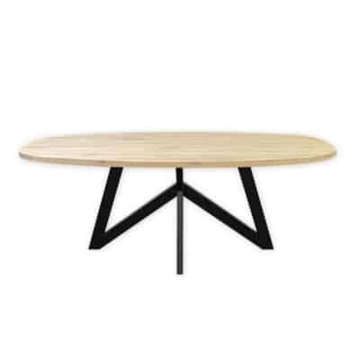 Eettafel massief eiken – vlinder onderstel – deens ovaal