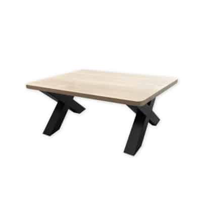 Salontafel massief eiken – X poot – rechthoekig met afgeronde hoeken – 100 x 60 x 41 cm