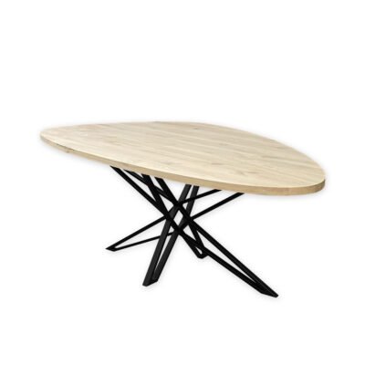 Eettafel massief eiken – ster onderstel – kiezel
