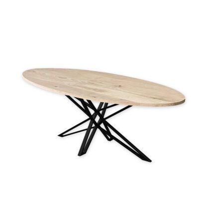 Eettafel massief eiken – ster onderstel – ovaal