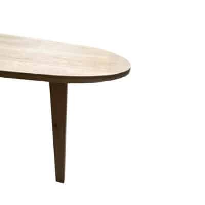 Eettafel massief eiken - vier schuinen poten - kiezel - verjongde rand - Afbeelding 4