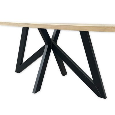 Eettafel massief eiken - vlinder onderstel - ovaal - Afbeelding 5