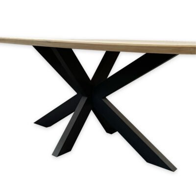 Eettafel massief eiken - spinpoot - kiezel - verjongde rand - Afbeelding 5