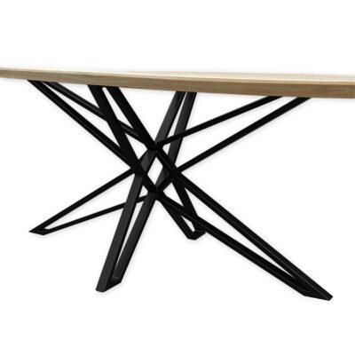 Eettafel massief eiken - ster onderstel - kiezel - verjongde rand - Afbeelding 5