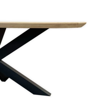 Eettafel massief eiken - spinpoot - kiezel - verjongde rand - Afbeelding 4