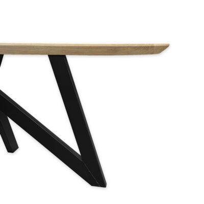 Eettafel massief eiken - vlinder onderstel - kiezel - verjongde rand - Afbeelding 4
