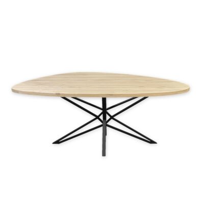 Eettafel massief eiken – ster onderstel – kiezel