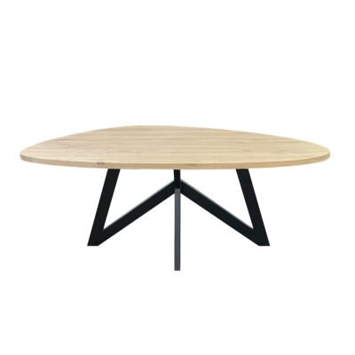 Eettafel massief eiken – vlinder onderstel – kiezel
