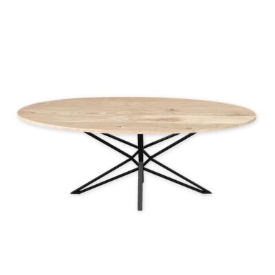 Eettafel massief eiken – ster onderstel – ovaal