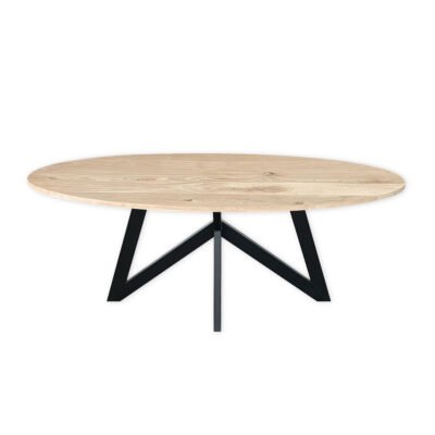 Eettafel massief eiken – vlinder onderstel – ovaal