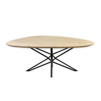 Eettafel massief eiken – ster onderstel – kiezel – verjongde rand