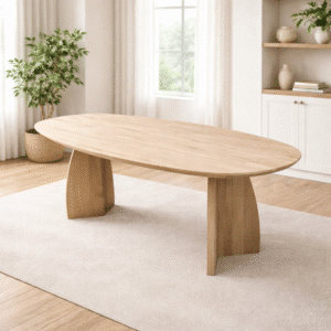 Eettafel massief eiken - maanpoot - deens ovaal - verjongde rand
