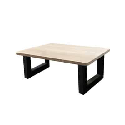 Salontafel massief eiken – U poot – rechthoekig met afgeronde hoeken – 100 x 60 x 44 cm