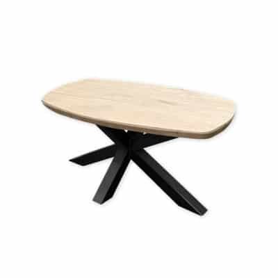 Salontafel massief eiken - spinpoot - deens ovaal - verjongde rand - 120 x 60 x 46 cm