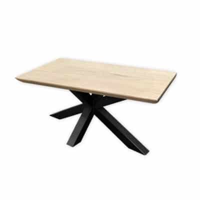 Salontafel massief eiken – spinpoot – rechthoekig – verjongde rand – 120 x 60 x 46 cm