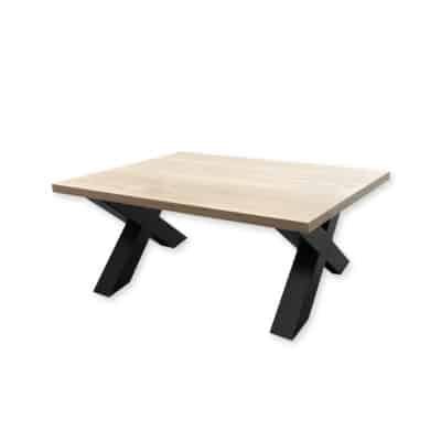 Salontafel massief eiken – X poot – rechthoekig – 100 x 60 x 41 cm