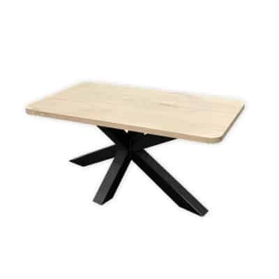 Salontafel massief eiken – spinpoot – rechthoekig met afgeronde hoeken – 120 x 60 x 46 cm