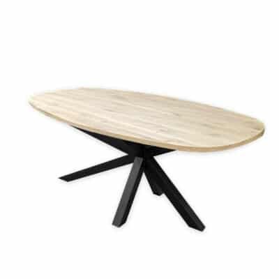 Eettafel massief eiken – Asymmetrisch onderstel – deens ovaal