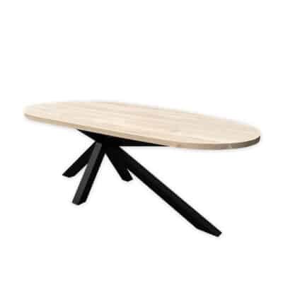 Eettafel massief eiken – Asymmetrisch onderstel – kiezel small