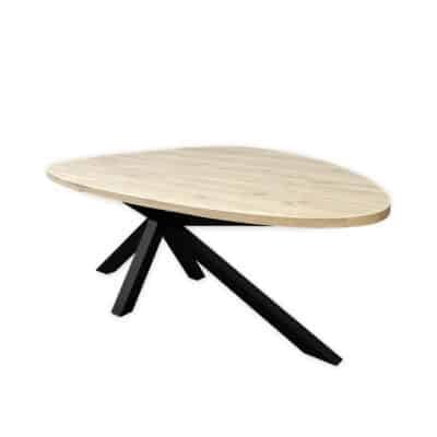 Eettafel massief eiken – Asymmetrisch onderstel – kiezel breed