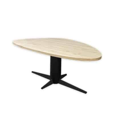 Eettafel massief eiken – kolompoot – kiezel breed