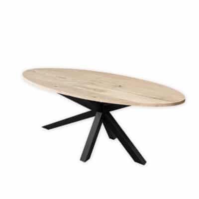 Eettafel massief eiken – Asymmetrisch onderstel – ovaal
