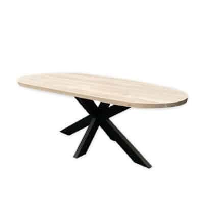 Eettafel massief eiken – spinpoot – kiezel small