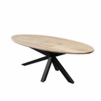 Eettafel massief eiken - Asymmetrisch onderstel - ovaal - verjongde rand