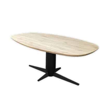 Eettafel massief eiken – kolompoot – deens ovaal – verjongde rand