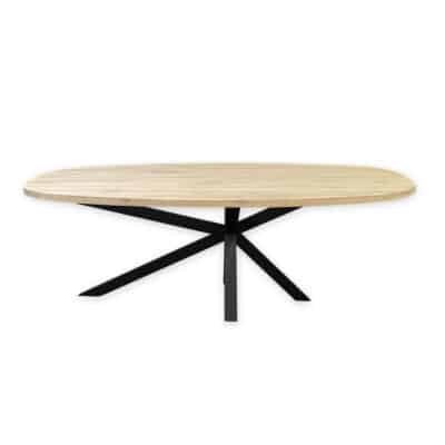 Eettafel massief eiken – Asymmetrisch onderstel – deens ovaal