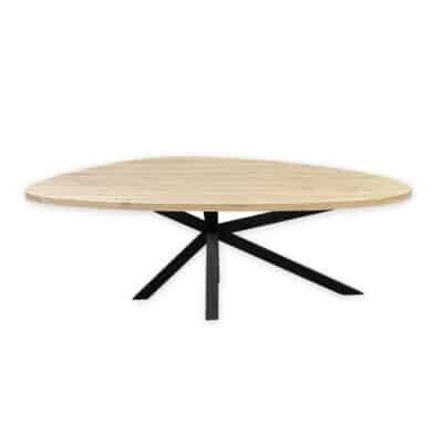 Eettafel massief eiken – Asymmetrisch onderstel – kiezel breed