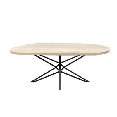 Eettafel massief eiken – ster onderstel – kiezel small