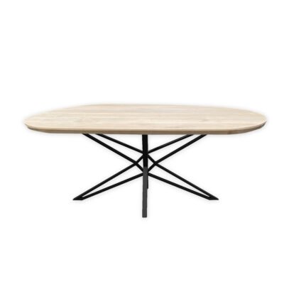 Eettafel massief eiken – ster onderstel – kiezel small – verjongde rand