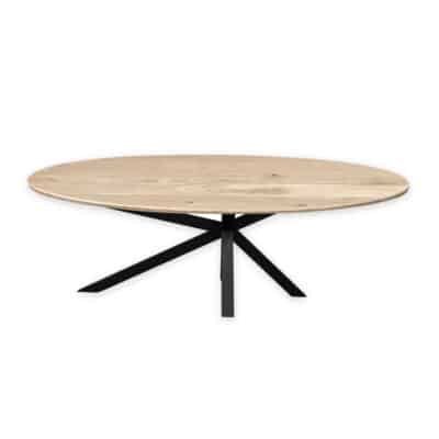 Eettafel massief eiken - Asymmetrisch onderstel - ovaal - verjongde rand - Afbeelding 2