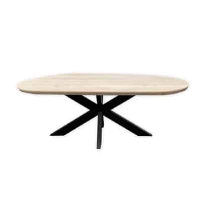 Eettafel massief eiken – spinpoot – kiezel small – verjongde rand